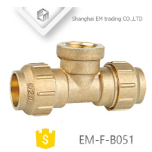 EM-F-B051 3 Way Brass Tee Spain Diameter Rosca hembra y conexión de tubería de compresión